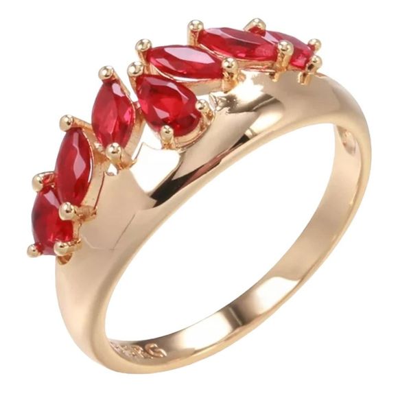 Beautiful 18K Rose Gold Plated Copper Red Marquise Crown Ring Size 9 - Picture 6 of 7